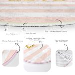 - RealHomes Dijital Baskılı Kaymaz Tabanlı Comfort Yuvarlak Halı - Realhomes  Beyaz Zeminde Renkli Çizgili Gold Detaylı Love Yazılı Dijital Baskılı Modern Pembe Yatak Odası Kaymaz Tabanlı Yuvarlak Halı Realhomes