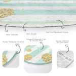 - RealHomes Dijital Baskılı Kaymaz Tabanlı Comfort Yuvarlak Halı - Realhomes  Beyaz Zeminde Renkli Yatay Çizgili Dijital Baskılı Modern Turkuaz Çocuk ve Genç Odası Yıkanabilir Kaymaz Tabanlı Yuvarlak Halı Realhomes