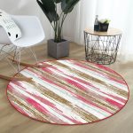 - RealHomes Dijital Baskılı Kaymaz Tabanlı Comfort Yuvarlak Halı - Realhomes  Beyaz Zeminde Renkli Soyut Desenli Dijital Baskılı Modern Pembe Mutfak Yıkanabilir Kaymaz Tabanlı Yuvarlak Halı Realhomes