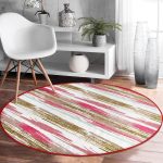 - RealHomes Dijital Baskılı Kaymaz Tabanlı Comfort Yuvarlak Halı - Realhomes  Beyaz Zeminde Renkli Soyut Desenli Dijital Baskılı Modern Pembe Mutfak Yıkanabilir Kaymaz Tabanlı Yuvarlak Halı Realhomes