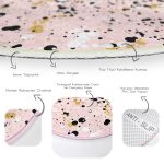 - RealHomes Dijital Baskılı Kaymaz Tabanlı Comfort Yuvarlak Halı - Realhomes  Renkli Zeminde Gold Detaylı Siyah Puantiyeli Dijital Baskılı Modern Pembe Mutfak Yıkanabilir Kaymaz Tabanlı Yuvarlak Halı Realhomes