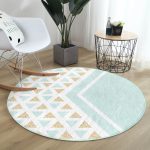 - RealHomes Dijital Baskılı Kaymaz Tabanlı Comfort Yuvarlak Halı - Realhomes  Renkli Zeminde Geometrik Desenli Dijital Baskılı Modern Turkuaz Banyo Yıkanabilir Kaymaz Tabanlı Yuvarlak Halı Realhomes