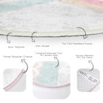 Renkli Zeminde Geometrik Desenli Dijital Baskılı Modern Pembe Banyo Yıkanabilir Kaymaz Tabanlı Yuvarlak Halı Realhomes