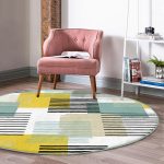 - RealHomes Dijital Baskılı Kaymaz Tabanlı Comfort Yuvarlak Halı - Realhomes Beyaz Zeminde Renkli Çizgili Geometrik Desenli Dijital Baskılı Modern Salon ve Oturma Odası Kaymaz Tabanlı Yuvarlak Halı Realhomes