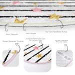 - RealHomes Dijital Baskılı Kaymaz Tabanlı Comfort Yuvarlak Halı - Realhomes  Beyaz Zeminde Siyah Çizgili Renkli Yıldız Desenli Dijital Baskılı Modern Çocuk ve Genç Odası Kaymaz Tabanlı Yuvarlak Halı Realhomes