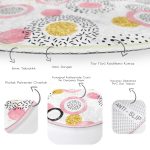 - RealHomes Dijital Baskılı Kaymaz Tabanlı Comfort Yuvarlak Halı - Realhomes  Beyaz Zeminde Gold Detaylı Renkli Puantiye Desenli Dijital Baskılı Modern Pembe Yatak Odası Yıkanabilir Kaymaz Tabanlı Yuvarlak Halı Realhomes