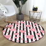 - RealHomes Dijital Baskılı Kaymaz Tabanlı Comfort Yuvarlak Halı - Realhomes Beyaz Zeminde Renkli Kalp Desenli Dijital Baskılı Modern Pembe Yatak Odası Yıkanabilir Kaymaz Tabanlı Yuvarlak Halı Realhomes