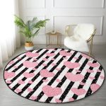 - RealHomes Dijital Baskılı Kaymaz Tabanlı Comfort Yuvarlak Halı - Realhomes Beyaz Zeminde Renkli Kalp Desenli Dijital Baskılı Modern Pembe Yatak Odası Yıkanabilir Kaymaz Tabanlı Yuvarlak Halı Realhomes