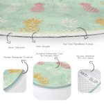 - RealHomes Dijital Baskılı Kaymaz Tabanlı Comfort Yuvarlak Halı - Realhomes  Pastel Zeminde Ananas Desenli Dijital Baskılı Modern Yeşil Koridor ve Antre Yıkanabilir Kaymaz Tabanlı Yuvarlak Halı Realhomes