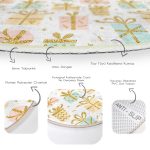 Beyaz Zeminde Gold Detaylı Hediye Paketi Desenli Dijital Baskılı Modern Çocuk ve Genç Odası Kaymaz Tabanlı Yuvarlak Halı Realhomes