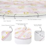 - RealHomes Dijital Baskılı Kaymaz Tabanlı Comfort Yuvarlak Halı - Realhomes  Beyaz Zeminde Gold Detaylı Kalp Desenli Dijital Baskılı Modern Pembe Yatak Odası Yıkanabilir Kaymaz Tabanlı Yuvarlak Halı Realhomes