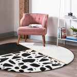 - RealHomes Dijital Baskılı Kaymaz Tabanlı Comfort Yuvarlak Halı - Realhomes Renkli Zeminde Siyah Puantiye Desenli Dijital Baskılı Modern Koridor ve Antre Yıkanabilir Kaymaz Tabanlı Yuvarlak Halı Realhomes