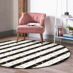 - RealHomes Dijital Baskılı Kaymaz Tabanlı Comfort Yuvarlak Halı - Realhomes  Beyaz Zeminde Gold Detaylı Kalp Desenli Dijital Baskılı Modern Siyah Koridor ve Antre Yıkanabilir Kaymaz Tabanlı Yuvarlak Halı Realhomes