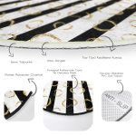 - RealHomes Dijital Baskılı Kaymaz Tabanlı Comfort Yuvarlak Halı - Realhomes  Beyaz Zeminde Gold Detaylı Kalp Desenli Dijital Baskılı Modern Siyah Koridor ve Antre Yıkanabilir Kaymaz Tabanlı Yuvarlak Halı Realhomes