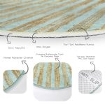 - RealHomes Dijital Baskılı Kaymaz Tabanlı Comfort Yuvarlak Halı - Realhomes  Renkli Zeminde Gold Detaylı Yatay Çizgili Dijital Baskılı Modern Koridor ve Antre Yıkanabilir Kaymaz Tabanlı Yuvarlak Halı Realhomes