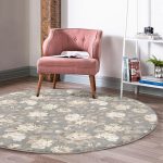 - RealHomes Dijital Baskılı Kaymaz Tabanlı Comfort Yuvarlak Halı - Realhomes  Renkli Zeminde Gül Desenli Dijital Baskılı Modern Krem Salon ve Oturma Odası Yıkanabilir Kaymaz Tabanlı Yuvarlak Halı Realhomes