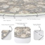 - RealHomes Dijital Baskılı Kaymaz Tabanlı Comfort Yuvarlak Halı - Realhomes  Renkli Zeminde Gül Desenli Dijital Baskılı Modern Krem Salon ve Oturma Odası Yıkanabilir Kaymaz Tabanlı Yuvarlak Halı Realhomes