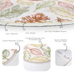 - RealHomes Dijital Baskılı Kaymaz Tabanlı Comfort Yuvarlak Halı - Realhomes Beyaz Zeminde Sonbahar Yapraklı Kozalak Desenli Dijital Baskılı Modern Renkli Salon ve Oturma Odası Kaymaz Tabanlı Yuvarlak Halı Realhomes