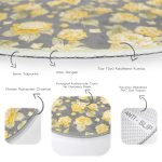 - RealHomes Dijital Baskılı Kaymaz Tabanlı Comfort Yuvarlak Halı - Realhomes  Renkli Zeminde Çiçek Desenli Dijital Baskılı Modern Gold Koridor ve Antre Yıkanabilir Kaymaz Tabanlı Yuvarlak Halı Realhomes