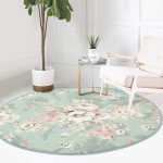 - RealHomes Dijital Baskılı Kaymaz Tabanlı Comfort Yuvarlak Halı - Realhomes  Renkli Zeminde Çiçek Desenli Dijital Baskılı Modern Salon ve Oturma Odası Yıkanabilir Kaymaz Tabanlı Yuvarlak Halı Realhomes