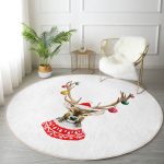 - RealHomes Dijital Baskılı Kaymaz Tabanlı Comfort Yuvarlak Halı - Realhomes  Modern Geyik Desen Dijital Baskılı Bordo Salon ve Oturma Odası Yıkanabilir Kaymaz Tabanlı Yuvarlak Halı Realhomes