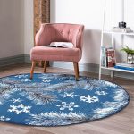 - RealHomes Dijital Baskılı Kaymaz Tabanlı Comfort Yuvarlak Halı - Realhomes  Renkli Zeminde Kar tanesi Desenli Dijital Baskılı Modern Lacivert Salon ve Oturma Odası Yıkanabilir Kaymaz Tabanlı Yuvarlak Halı Realhomes