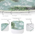 - RealHomes Dijital Baskılı Kaymaz Tabanlı Comfort Yuvarlak Halı - Realhomes  Renkli Zeminde Kar tanesi Desenli Dijital Baskılı Modern Yeşil Salon ve Oturma Odası Yıkanabilir Kaymaz Tabanlı Yuvarlak Halı Realhomes