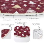 - RealHomes Dijital Baskılı Kaymaz Tabanlı Comfort Yuvarlak Halı - Realhomes  Renkli Zeminde Çam Ağacı Desenli Dijital Baskılı Modern Bordo Koridor ve Antre Yıkanabilir Kaymaz Tabanlı Yuvarlak Halı Realhomes