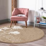 - RealHomes Dijital Baskılı Kaymaz Tabanlı Comfort Yuvarlak Halı - Realhomes Renkli Zeminde Beyaz Çiçek Desenli Dijital Baskılı Modern Kahverengi Koridor ve Antre Yıkanabilir Kaymaz Tabanlı Yuvarlak Halı Realhomes