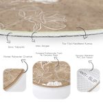 - RealHomes Dijital Baskılı Kaymaz Tabanlı Comfort Yuvarlak Halı - Realhomes Renkli Zeminde Beyaz Çiçek Desenli Dijital Baskılı Modern Kahverengi Koridor ve Antre Yıkanabilir Kaymaz Tabanlı Yuvarlak Halı Realhomes