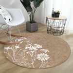 - RealHomes Dijital Baskılı Kaymaz Tabanlı Comfort Yuvarlak Halı - Realhomes  Renkli Zeminde Beyaz Çiçek Desenli Dijital Baskılı Modern Kahverengi Koridor ve Antre Yıkanabilir Kaymaz Tabanlı Yuvarlak Halı Realhomes