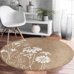 - RealHomes Dijital Baskılı Kaymaz Tabanlı Comfort Yuvarlak Halı - Realhomes  Renkli Zeminde Beyaz Çiçek Desenli Dijital Baskılı Modern Kahverengi Koridor ve Antre Yıkanabilir Kaymaz Tabanlı Yuvarlak Halı Realhomes