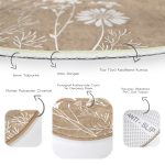 - RealHomes Dijital Baskılı Kaymaz Tabanlı Comfort Yuvarlak Halı - Realhomes  Renkli Zeminde Beyaz Çiçek Desenli Dijital Baskılı Modern Kahverengi Koridor ve Antre Yıkanabilir Kaymaz Tabanlı Yuvarlak Halı Realhomes