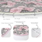 - RealHomes Dijital Baskılı Kaymaz Tabanlı Comfort Yuvarlak Halı - Realhomes  Renkli Zeminde Çiçek Desenli Dijital Baskılı Modern Pembe Salon ve Oturma Odası Yıkanabilir Kaymaz Tabanlı Yuvarlak Halı Realhomes