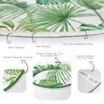 - RealHomes Dijital Baskılı Kaymaz Tabanlı Comfort Yuvarlak Halı - Realhomes  Beyaz Zeminde Yeşil Yaprak Desenli Dijital Baskılı Modern Salon ve Oturma Odası Yıkanabilir Kaymaz Tabanlı Yuvarlak Halı Realhomes