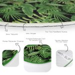 - RealHomes Dijital Baskılı Kaymaz Tabanlı Comfort Yuvarlak Halı - Realhomes Siyah Zeminde Yeşil Yaprak Desenli Dijital Baskılı Modern Outdoor Yıkanabilir Kaymaz Tabanlı Yuvarlak Halı Realhomes