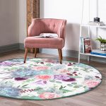 - RealHomes Dijital Baskılı Kaymaz Tabanlı Comfort Yuvarlak Halı - Realhomes Beyaz Zeminde Renkli Çiçek Desenli Dijital Baskılı Modern Pembe Yatak Odası Yıkanabilir Kaymaz Tabanlı Yuvarlak Halı Realhomes