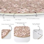 - RealHomes Dijital Baskılı Kaymaz Tabanlı Comfort Yuvarlak Halı - Realhomes  Pastel Zeminde Renkli Çiçek Desenli Dijital Baskılı Modern Kahverengi Salon ve Oturma Odası Yıkanabilir Kaymaz Tabanlı Yuvarlak Halı Realhomes