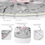 - RealHomes Dijital Baskılı Kaymaz Tabanlı Comfort Yuvarlak Halı - Realhomes  Renkli Zeminde Çiçek Desenli Dijital Baskılı Modern Gri Yatak Odası Yıkanabilir Kaymaz Tabanlı Yuvarlak Halı Realhomes