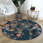 - RealHomes Dijital Baskılı Kaymaz Tabanlı Comfort Yuvarlak Halı - Realhomes  Renkli Zeminde Çiçek Desenli Dijital Baskılı Modern Outdoor Yıkanabilir Kaymaz Tabanlı Yuvarlak Halı Realhomes