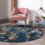 - RealHomes Dijital Baskılı Kaymaz Tabanlı Comfort Yuvarlak Halı - Realhomes  Renkli Zeminde Çiçek Desenli Dijital Baskılı Modern Outdoor Yıkanabilir Kaymaz Tabanlı Yuvarlak Halı Realhomes