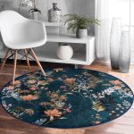 - RealHomes Dijital Baskılı Kaymaz Tabanlı Comfort Yuvarlak Halı - Realhomes  Renkli Zeminde Çiçek Desenli Dijital Baskılı Modern Outdoor Yıkanabilir Kaymaz Tabanlı Yuvarlak Halı Realhomes