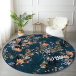 - RealHomes Dijital Baskılı Kaymaz Tabanlı Comfort Yuvarlak Halı - Realhomes  Renkli Zeminde Çiçek Desenli Dijital Baskılı Modern Outdoor Yıkanabilir Kaymaz Tabanlı Yuvarlak Halı Realhomes