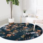 - RealHomes Dijital Baskılı Kaymaz Tabanlı Comfort Yuvarlak Halı - Realhomes  Renkli Zeminde Çiçek Desenli Dijital Baskılı Modern Outdoor Yıkanabilir Kaymaz Tabanlı Yuvarlak Halı Realhomes