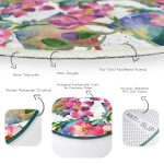 - RealHomes Dijital Baskılı Kaymaz Tabanlı Comfort Yuvarlak Halı - Realhomes  Beyaz Zeminde Renkli Çiçek Desenli Dijital Baskılı Modern Pembe Outdoor Yıkanabilir Kaymaz Tabanlı Yuvarlak Halı Realhomes