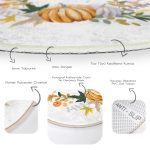 - RealHomes Dijital Baskılı Kaymaz Tabanlı Comfort Yuvarlak Halı - Realhomes  Beyaz Zeminde Bal Kabağı Desenli Dijital Baskılı Modern Turuncu Koridor ve Antre Yıkanabilir Kaymaz Tabanlı Yuvarlak Halı Realhomes