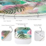 - RealHomes Dijital Baskılı Kaymaz Tabanlı Comfort Yuvarlak Halı - Realhomes  Beyaz Zeminde Renkli Soyut Çizimli Yaprak Desenli Dijital Baskılı Modern Koridor ve Antre Kaymaz Tabanlı Yuvarlak Halı Realhomes