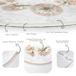 - RealHomes Dijital Baskılı Kaymaz Tabanlı Comfort Yuvarlak Halı - Realhomes  Beyaz Zeminde Çiçek Desenli Dijital Baskılı Modern Krem Koridor ve Antre Yıkanabilir Kaymaz Tabanlı Yuvarlak Halı Realhomes