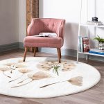 - RealHomes Dijital Baskılı Kaymaz Tabanlı Comfort Yuvarlak Halı - Realhomes  Beyaz Zeminde Çiçek Desenli Dijital Baskılı Modern Krem Koridor ve Antre Yıkanabilir Kaymaz Tabanlı Yuvarlak Halı Realhomes