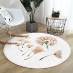 - RealHomes Dijital Baskılı Kaymaz Tabanlı Comfort Yuvarlak Halı - Realhomes  Beyaz Zeminde Çiçek Desenli Dijital Baskılı Modern Krem Koridor ve Antre Yıkanabilir Kaymaz Tabanlı Yuvarlak Halı Realhomes